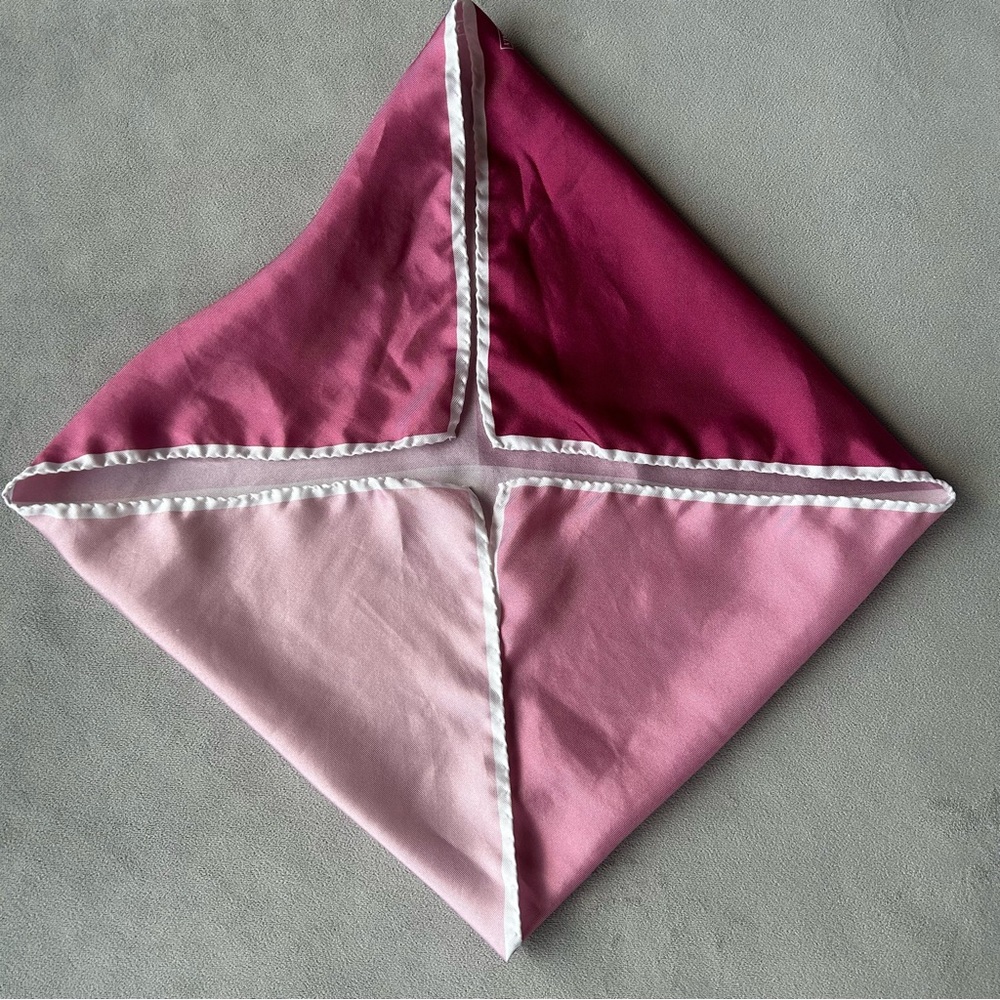 Nordstrom ~ Panel Silk Pocket Square ~ Pink Colour Block 17” ~ 100% Silk